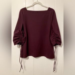 Ann Taylor Bordeaux Drawstring Sleeve Blouse